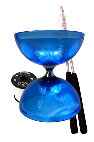 Blue Triple Bearing Diabolo Pro Set w/ LEDS