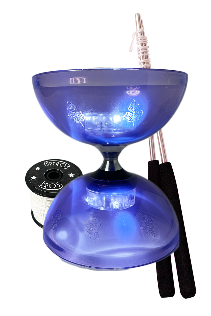 Purple Triple Bearing Diabolo Pro Set w/ LEDs – Spyros Bros Purple Triple Bearing Diabolo Pro Set w/ LEDs – Spyros Bros